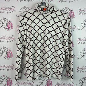 Joe Fresh turtleneck long sleeve White and Black Pattern top stretchy chains